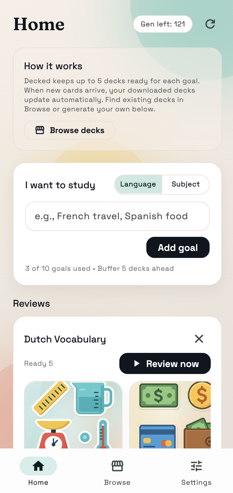Decked app preview screen 1